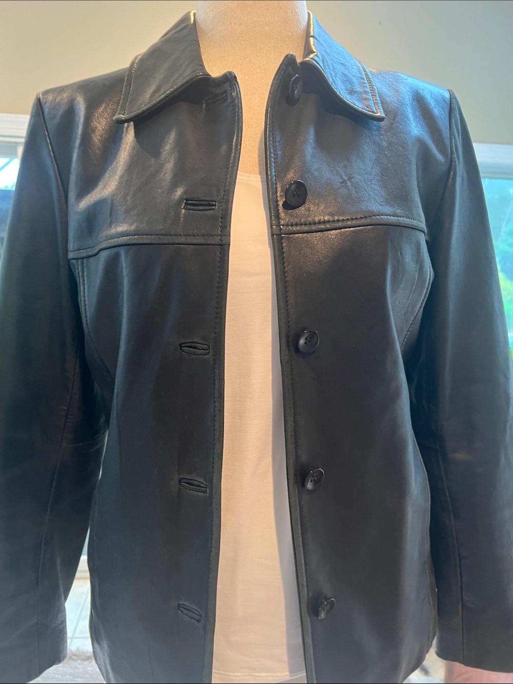 Vintage Colebrook Women's Leather Back Button Jacket Size 4